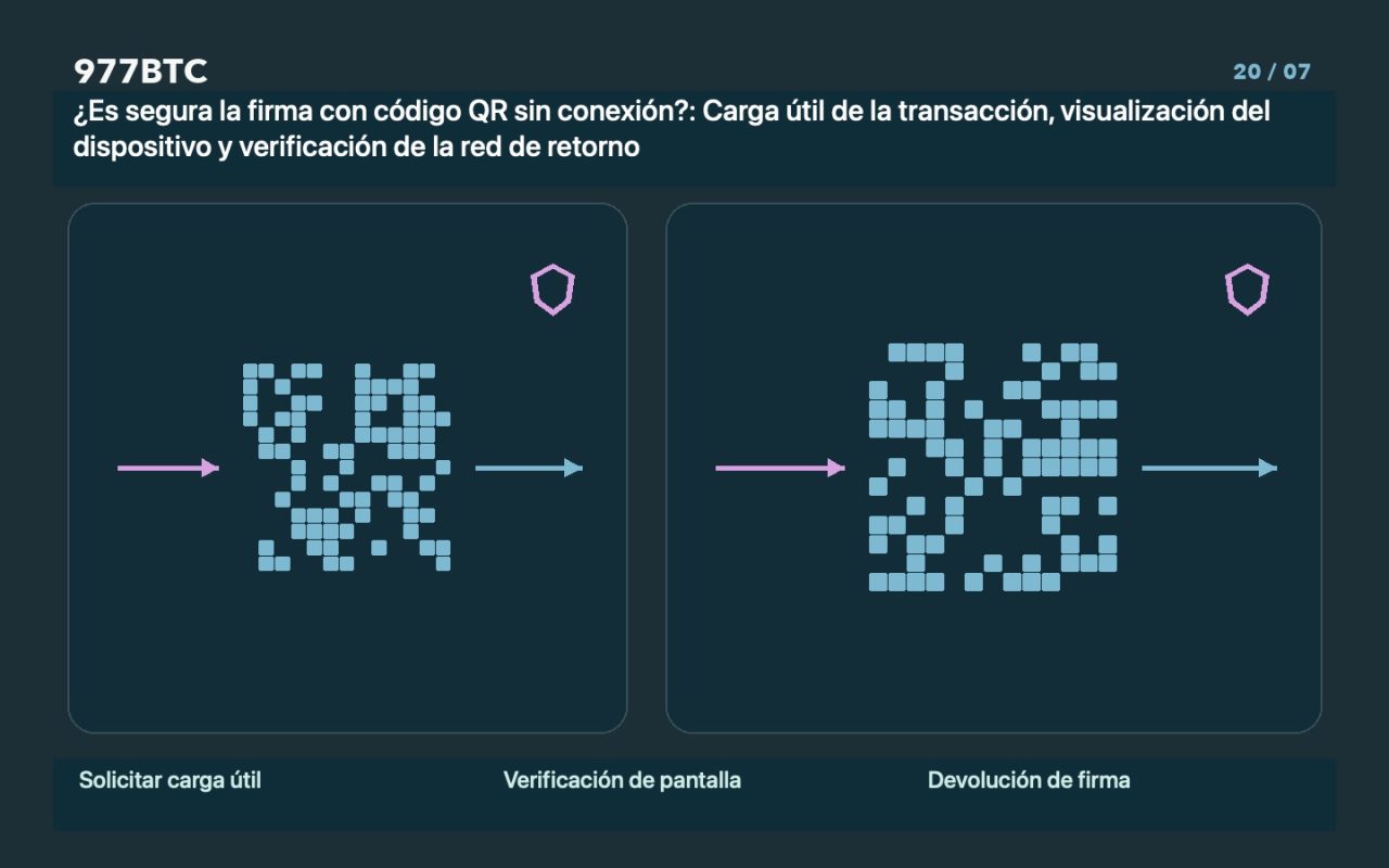 ¿Es segura la firma con código QR sin conexión?: Carga útil de la transacción, visualización del dispositivo y verificación de la red de retorno