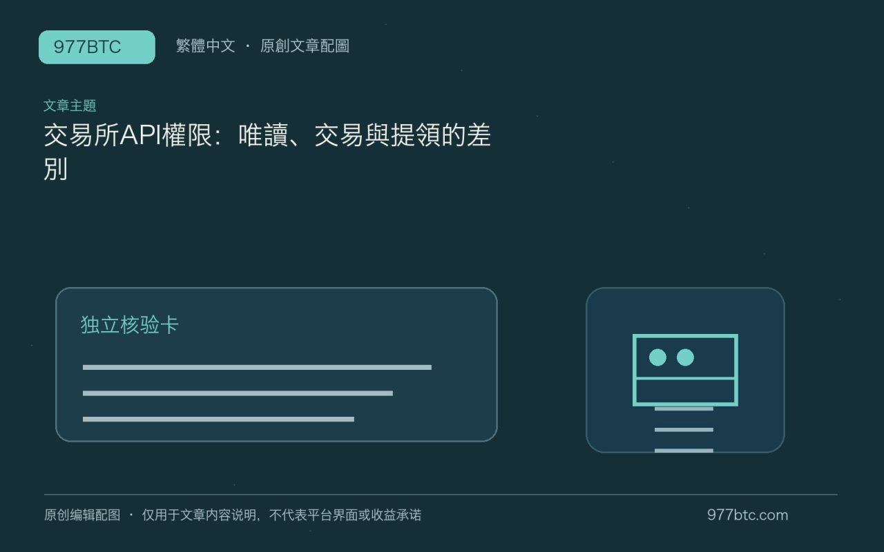 交易所API權限：唯讀、交易與提領的差別；本文獨立主題示意配圖