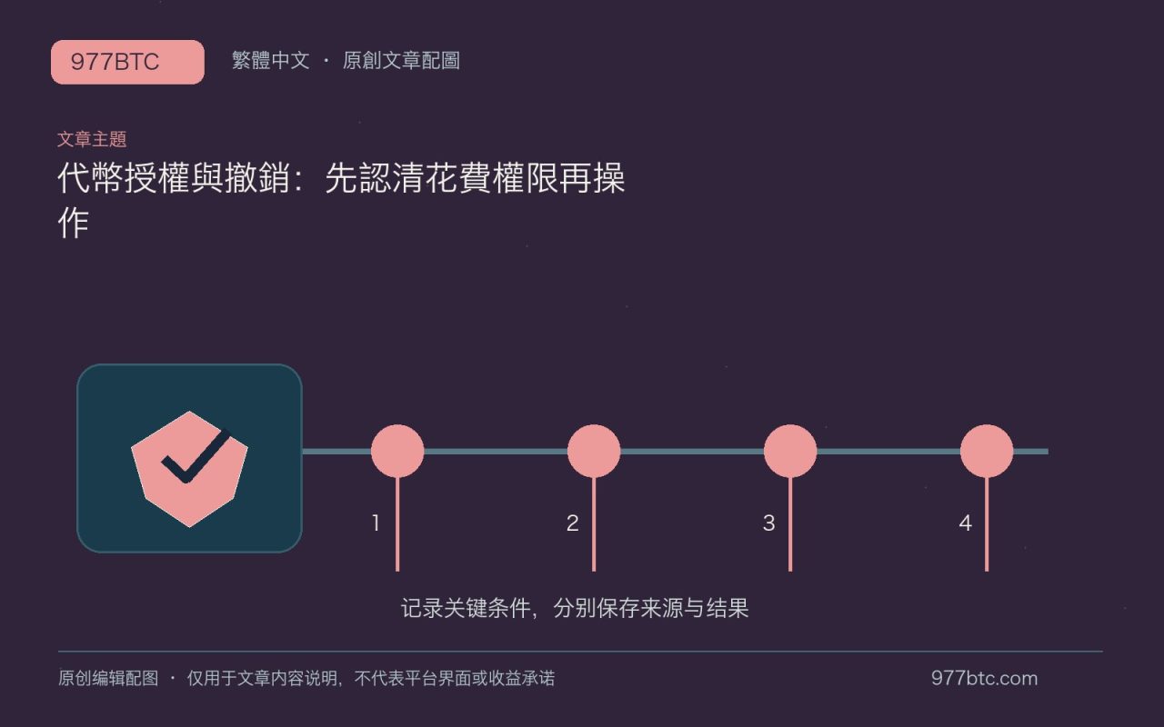 代幣授權與撤銷：先認清花費權限再操作；本文獨立主題示意配圖