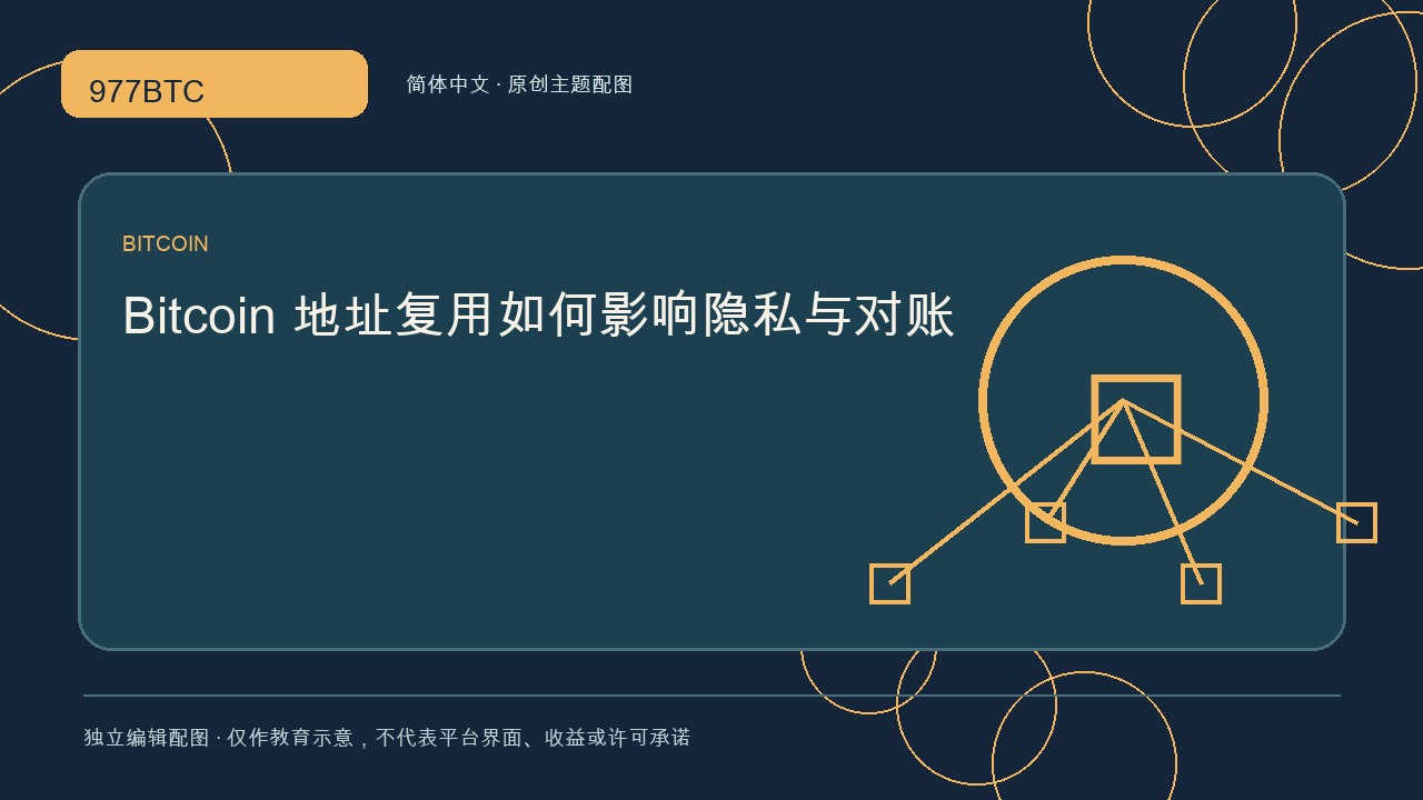 Bitcoin 地址复用如何影响隐私与对账; independent editorial visual