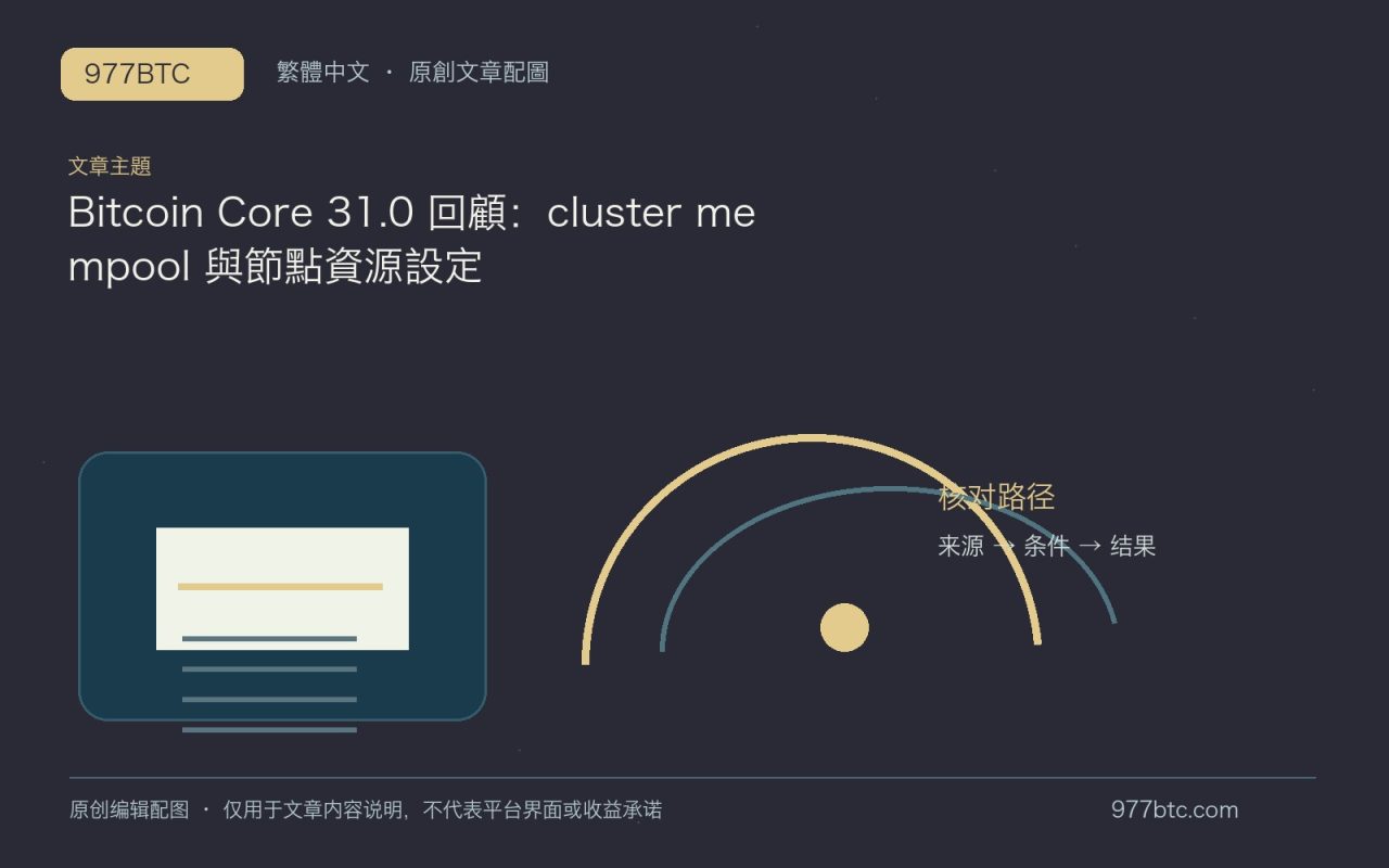 Bitcoin Core 31.0 回顧：cluster mempool 與節點資源設定；本文獨立主題示意配圖