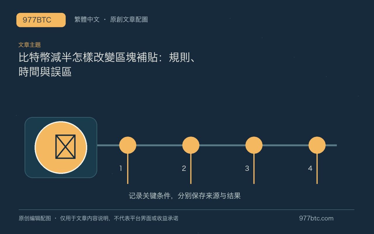 比特幣減半怎樣改變區塊補貼：規則、時間與誤區；本文獨立主題示意配圖