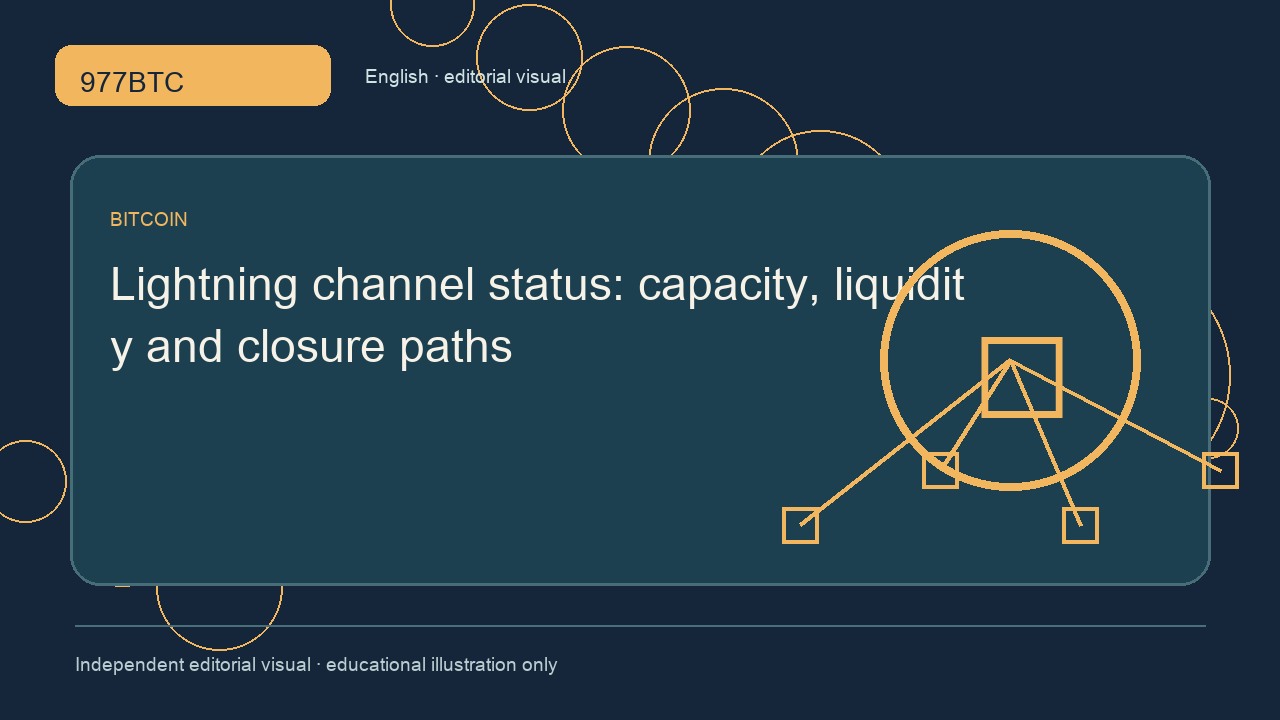 Lightning channel status: capacity, liquidity and closure paths; independent editorial visual