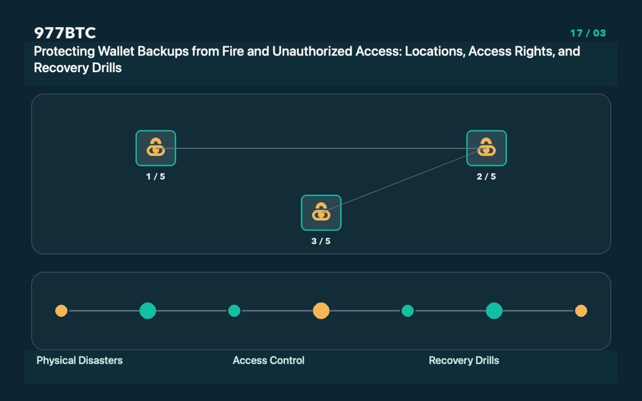 Protecting Wallet Backups from Fire and Unauthorized Access: Locations, Access Rights, and Recovery Drills