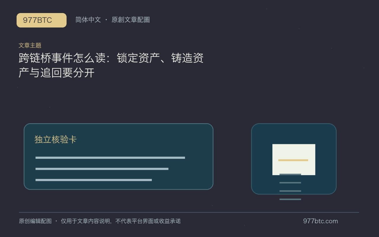 跨链桥事件怎么读：锁定资产、铸造资产与追回要分开；本文独立主题示意配图
