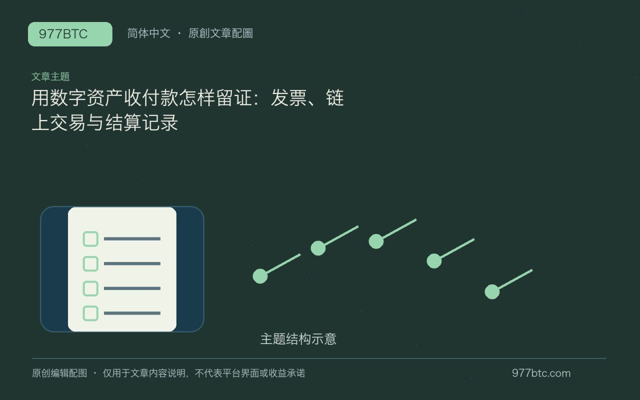 用数字资产收付款怎样留证：发票、链上交易与结算记录；本文独立主题示意配图