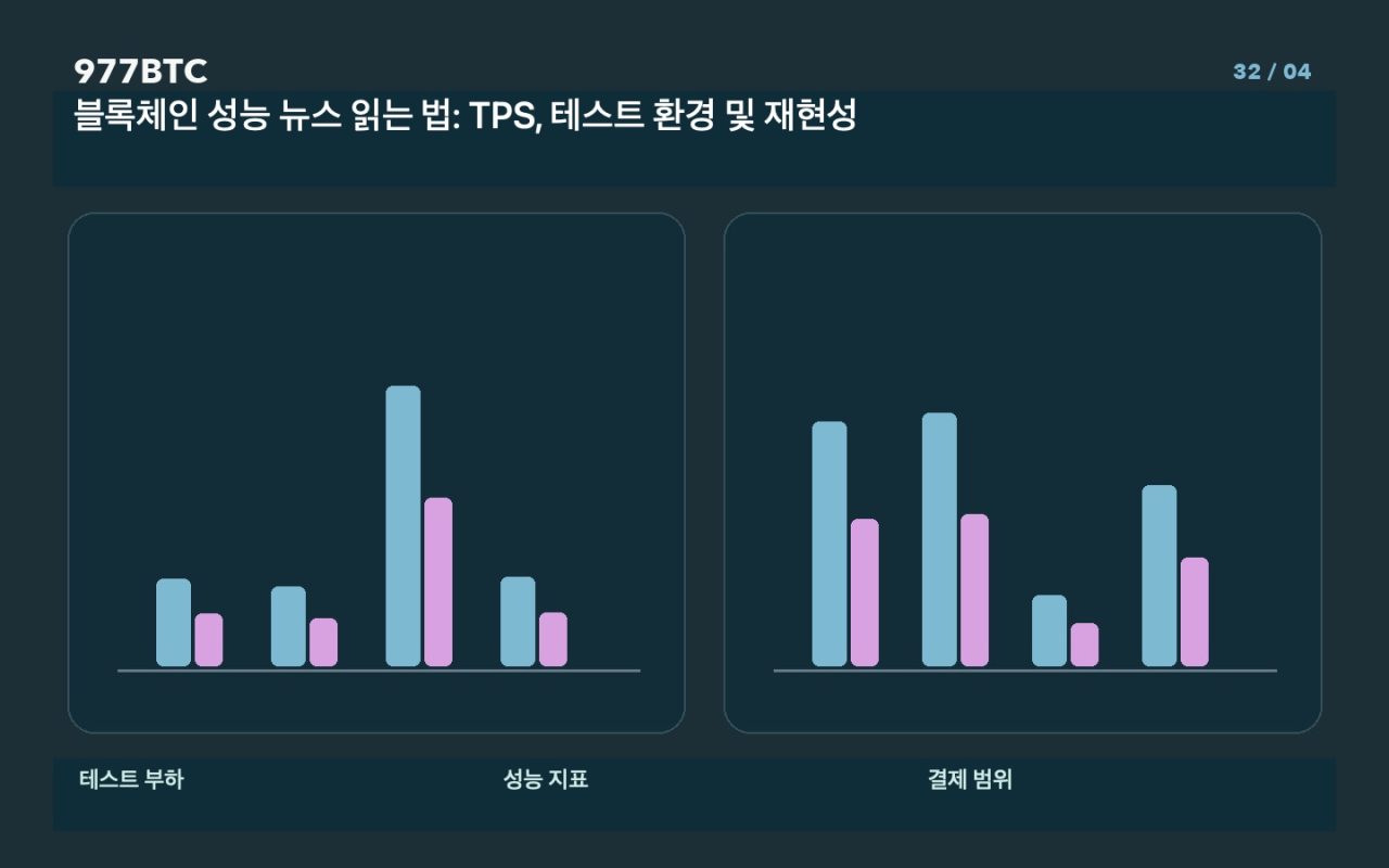 블록체인 성능 뉴스 읽는 법: TPS, 테스트 환경 및 재현성