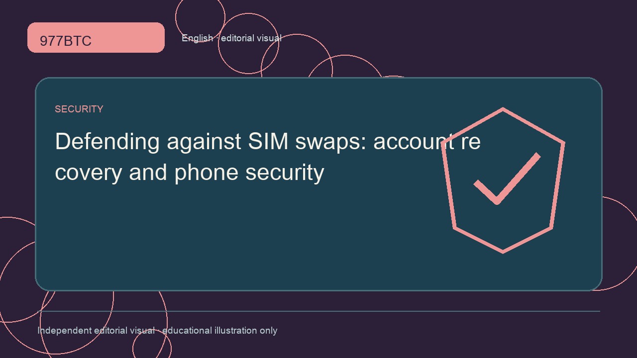 Defending against SIM swaps: account recovery and phone security; independent editorial visual