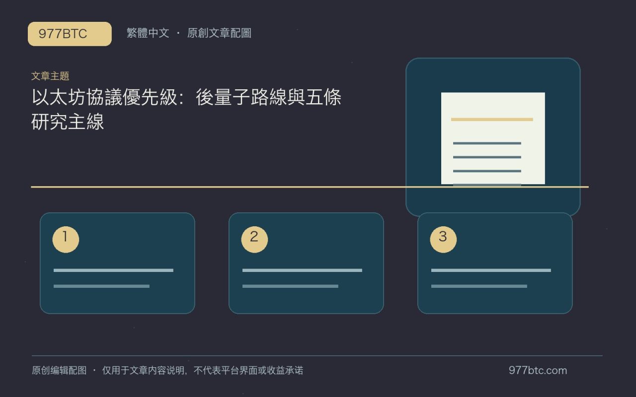 以太坊協議優先級：後量子路線與五條研究主線；本文獨立主題示意配圖