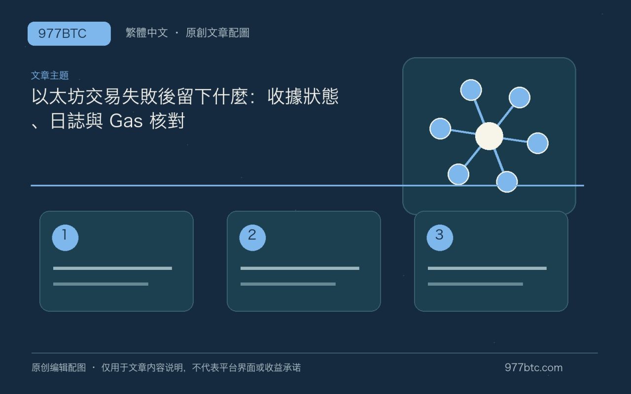 以太坊交易失敗後留下什麼：收據狀態、日誌與 Gas 核對；本文獨立主題示意配圖