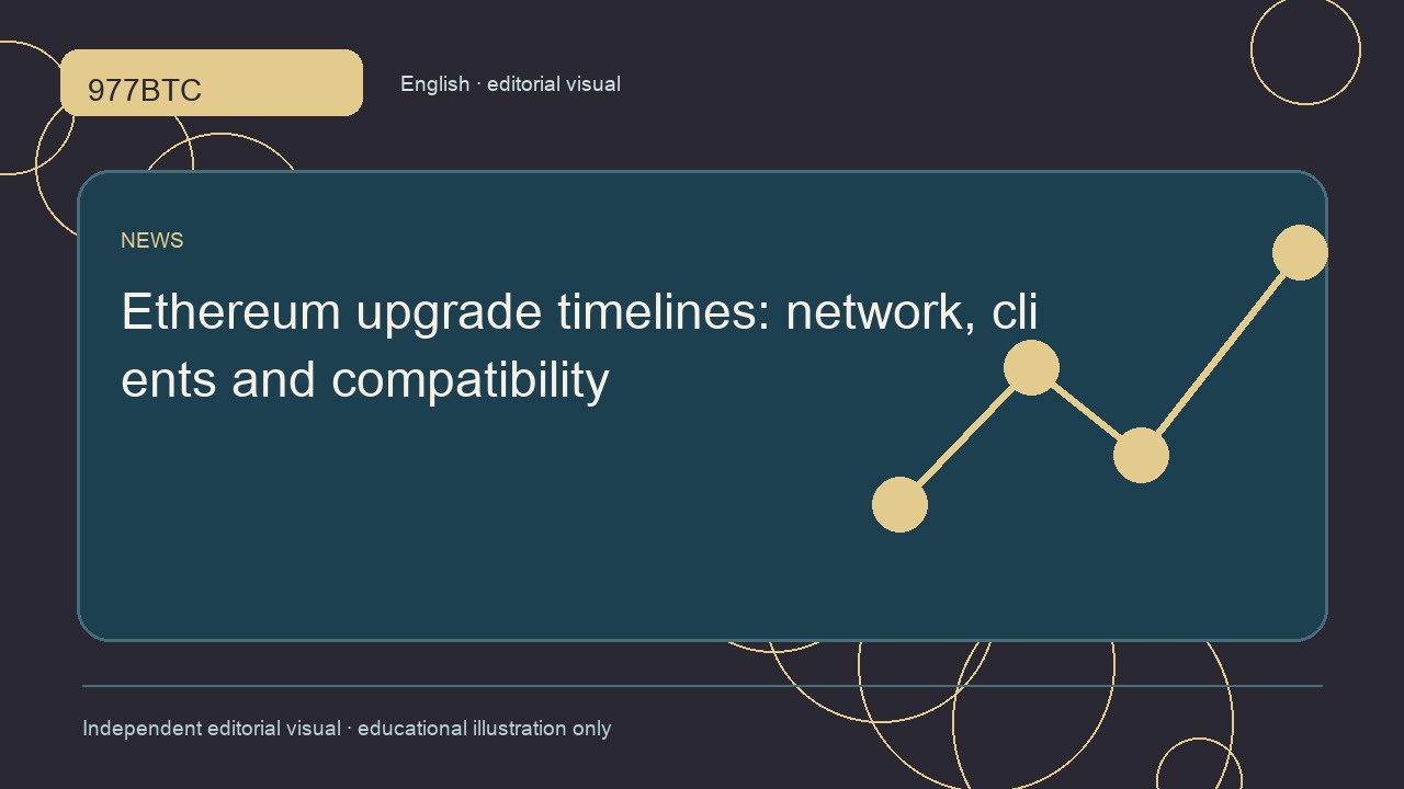 Ethereum upgrade timelines: network, clients and compatibility; independent editorial visual