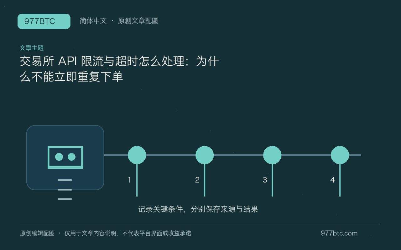 交易所 API 限流与超时怎么处理：为什么不能立即重复下单；本文独立主题示意配图