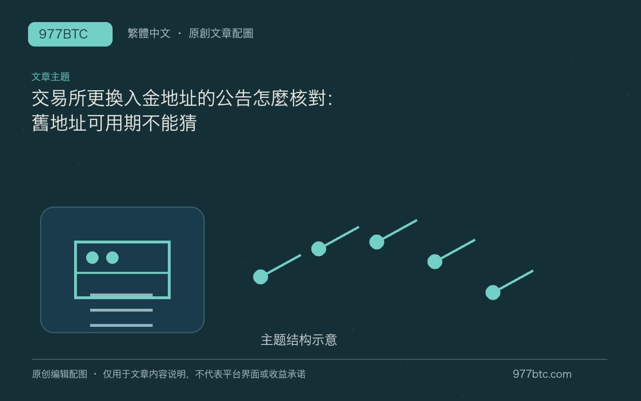 交易所更換入金地址的公告怎麼核對：舊地址可用期不能猜；本文獨立主題示意配圖