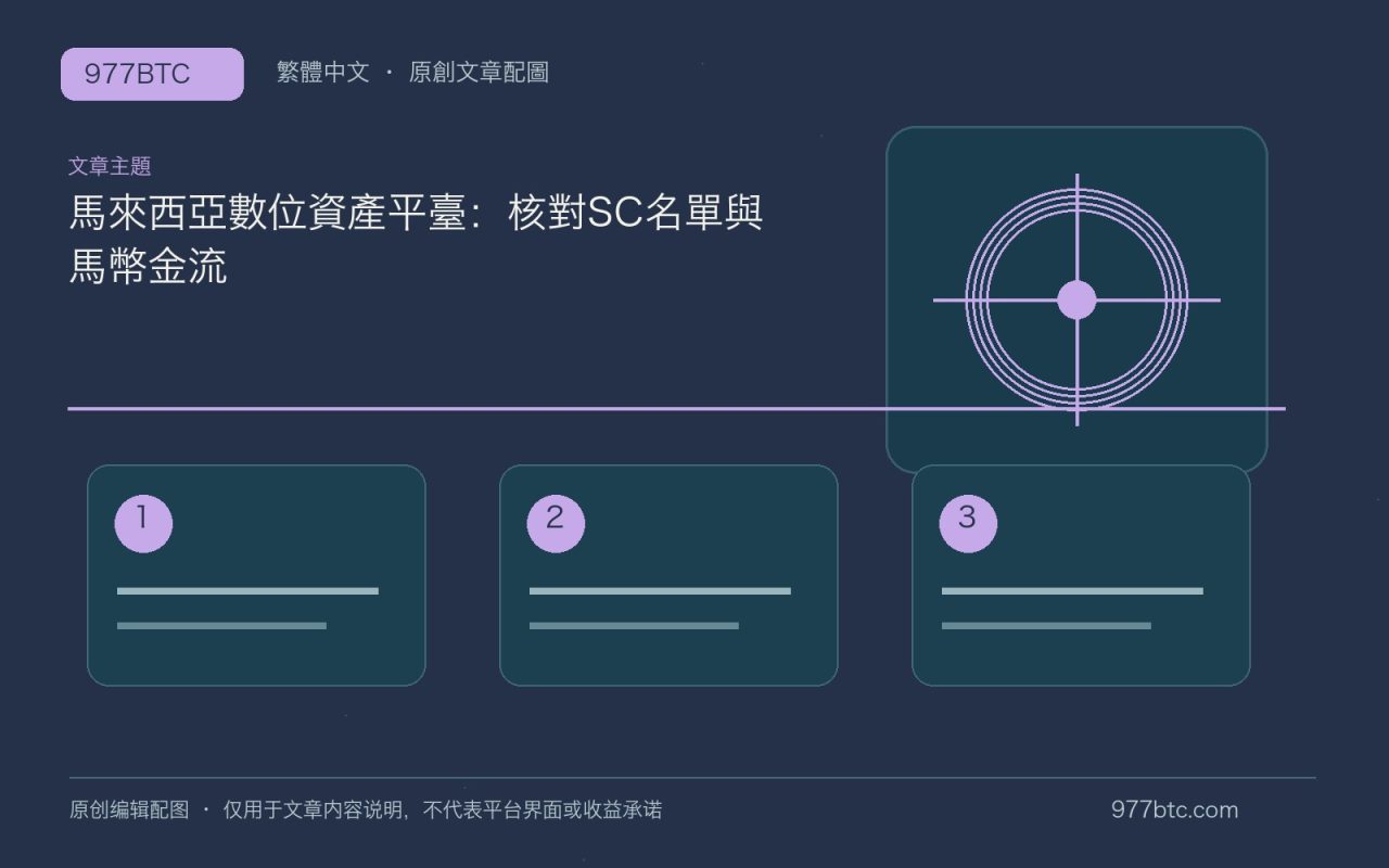 馬來西亞數位資產平臺：核對SC名單與馬幣金流；本文獨立主題示意配圖