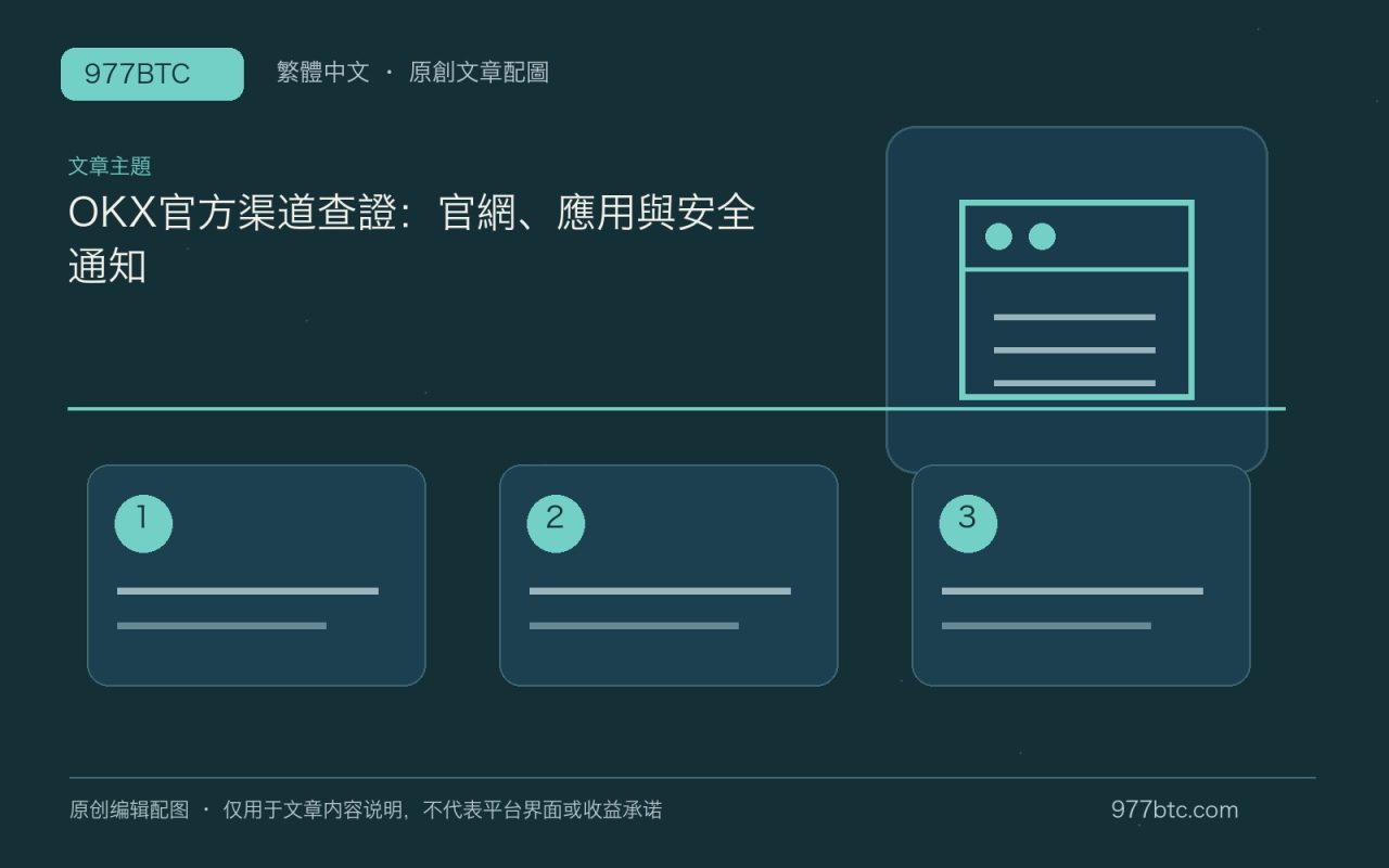 OKX官方渠道查證：官網、應用與安全通知；本文獨立主題示意配圖