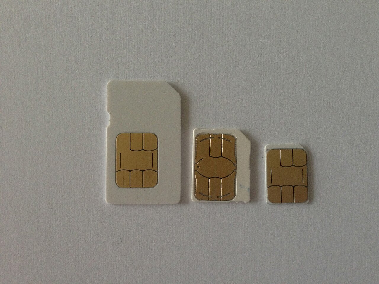 不同尺寸的手机 SIM 卡