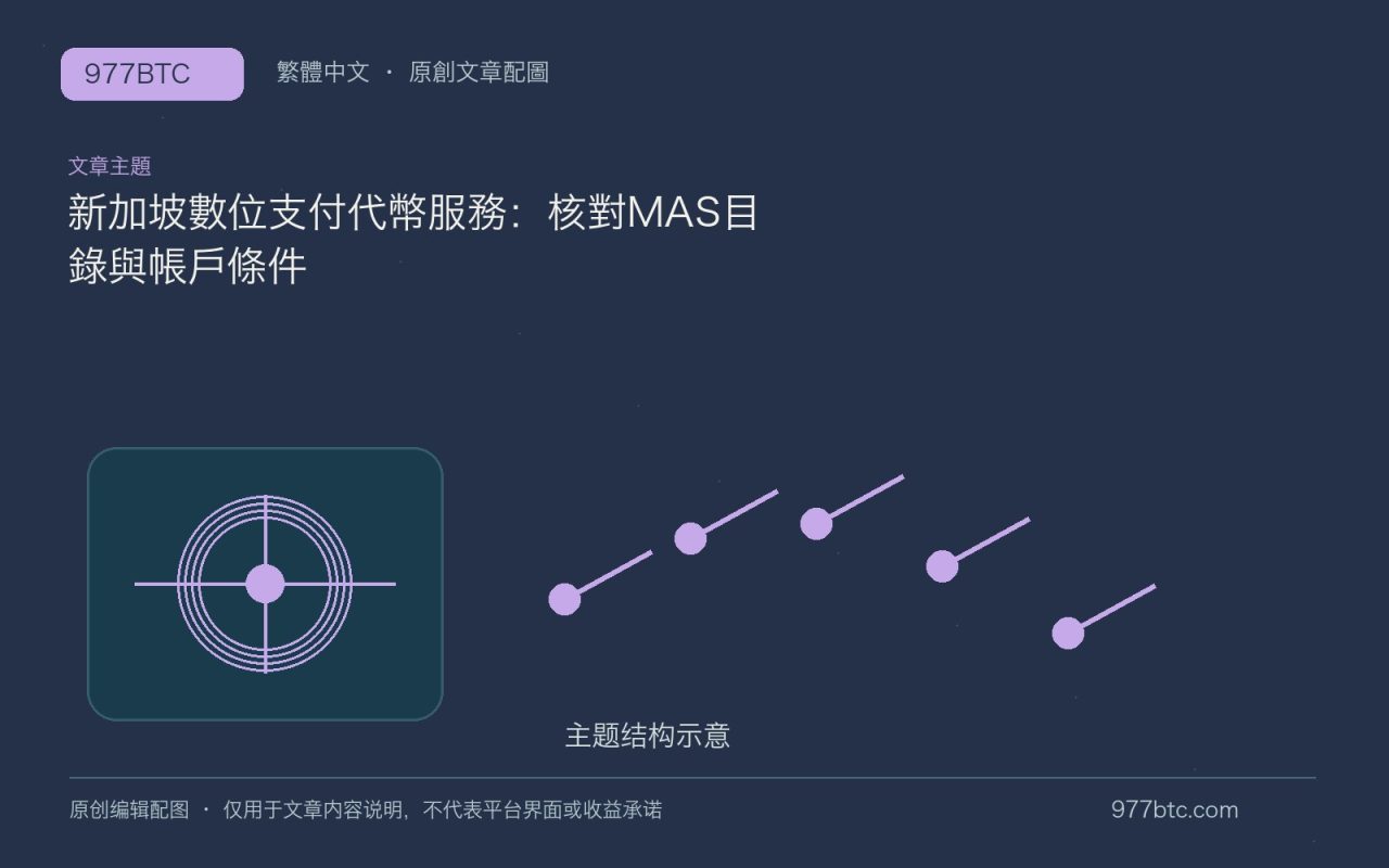 新加坡數位支付代幣服務：核對MAS目錄與帳戶條件；本文獨立主題示意配圖