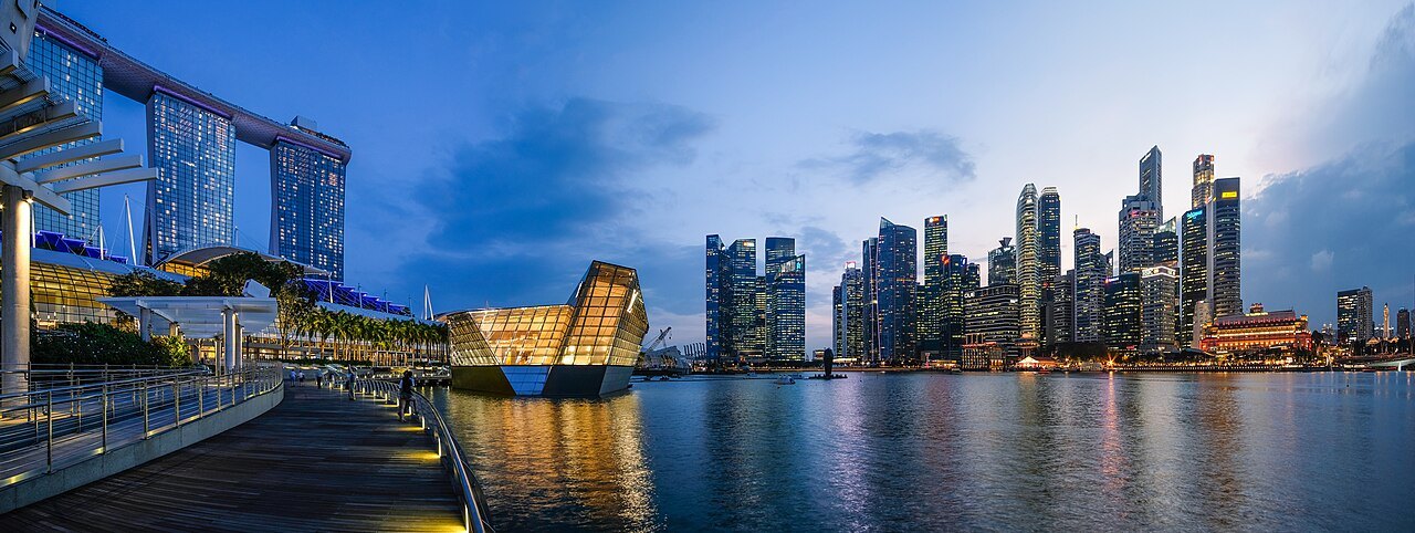 新加坡滨海湾黄昏景观