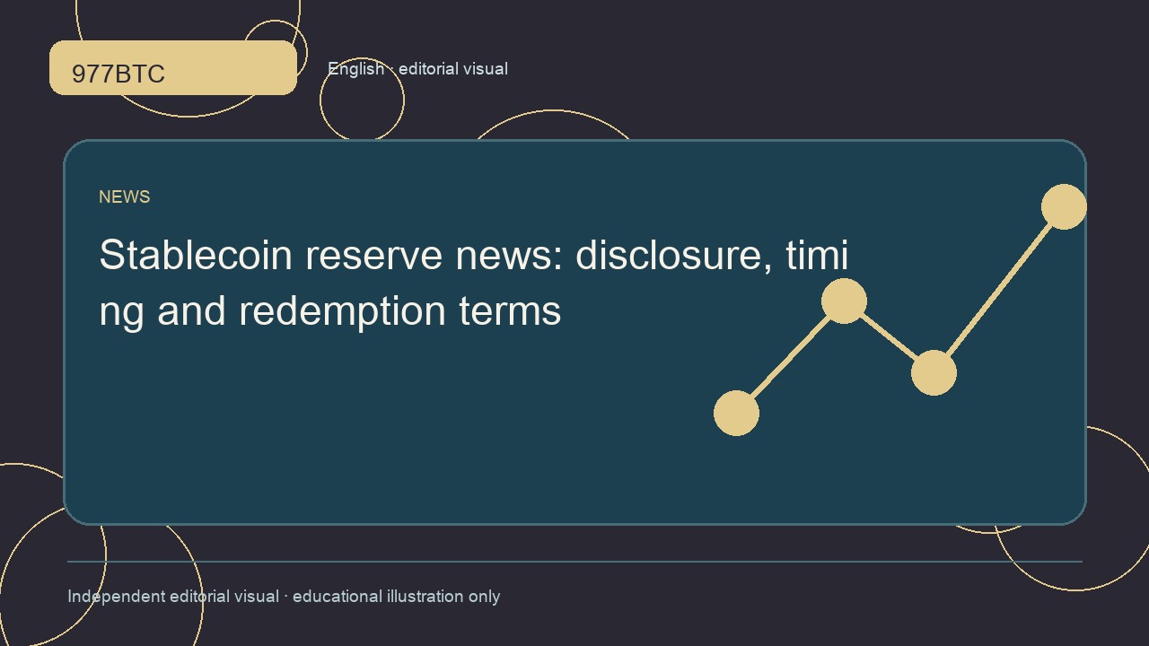 Stablecoin reserve news: disclosure, timing and redemption terms; independent editorial visual